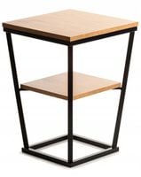 Solidny STOLIK BOCZNY KAWOWY POMOCNICZY 2-poziomowy LOFT do salonu 40x57 cm