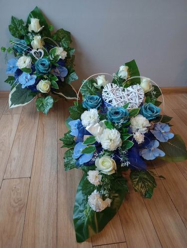 Stroik na cmentarz GRÓB kompozycja KOMPLET SERCE na Arena.pl