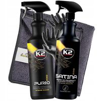 K2 PURIO SATINA PRO DRESSING DO CZYSZCZENIA KOKPITU WNĘTRZA MIKROFIBRA 2x1L