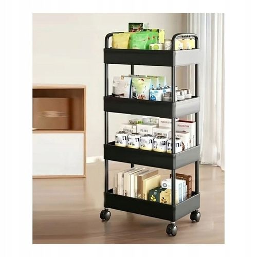 SZAFKA MOBILNA NA KÓŁKACH PÓŁKA REGAŁ BLOKADA KÓŁEK CZARNY na Arena.pl