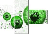 100CM 80 OBRAZ 3 ELEM ZIELONE DMUCHAWCE ŚCIENNY