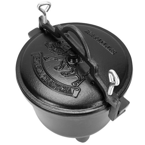 KOCIOŁEK MYŚLIWSKI ŻELIWNY EMALIOWANY GARNEK STOJĄCY NA OGNISKO 10L na Arena.pl