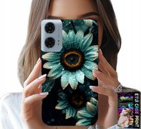 ETUI DO MOTOROLA G24 / G04 - NIEBIESKA GERBERA STOKROTKA KWIAT +FOLIA