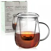 NOWOCZESNY SZKLANY KUBEK Z ZAPARZACZEM DO HERBATY ZIÓŁ 550ml SZKLANY WKŁAD