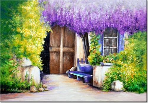 100 70CM OBRAZ PŁÓTNO WIEJSKI ZAKĄTEK PŁÓTNO RAMA na Arena.pl