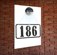 biała TABLICZKA ADRESOWA lampka led pionowa aluminiowa numer domu 40x30