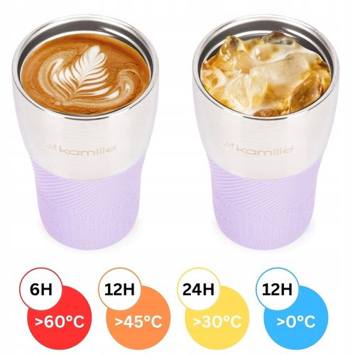KUBEK TERMICZNY stalowy TERMOS do kawy herbaty szczelny KAMILLE 320ml na Arena.pl