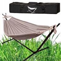 HAMAK OGRODOWY ZE STELAŻEM I DRĄŻKIEM DUŻY 210x153cm MOCNY STELAŻ POKROWIEC