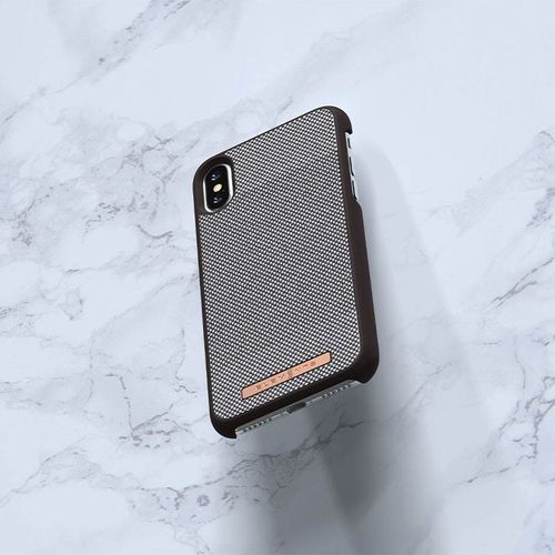 Materiałowe etui iPhone Xs X (Dark Brown Pattern 1) na Arena.pl