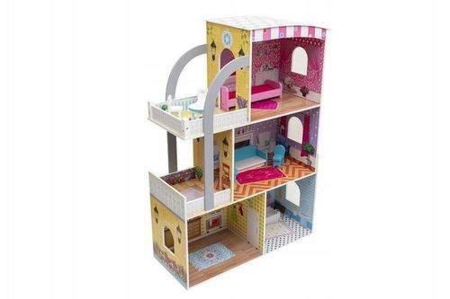 DREWNIANY DOMEK DLA LALEK WILLA MEBELKI W ZESTAWIE na Arena.pl