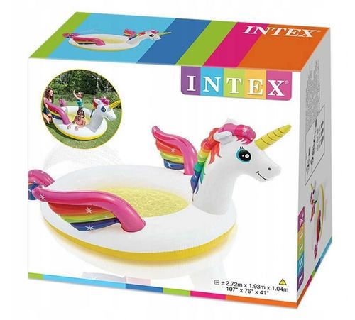 Basen brodzik dmuchany tęczowy jednorożec z fontanną spryskiwaczem #57441 na Arena.pl