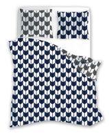 Pościel 160x200 Wzór Geometryczny Szachownica Granatowa Bawełna