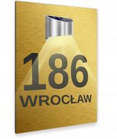 złota TABLICZKA ADRESOWA numer domu miasto dibond lampka nierdzewna 30x20