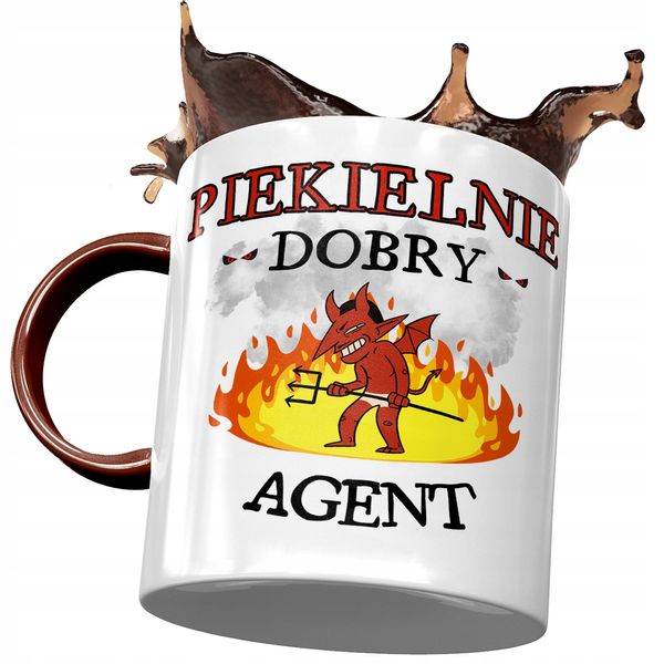 Kubek Bordowy Dla Agenta Piekielnie Dobry Agent Z Nadrukiem Ze Zdjęciem zdjęcie 1
