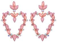 kolczyki, sztyfty, serca, kolorowe cyrkonie, różowe 1