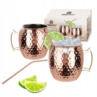 Zestaw kubków Moscow Mule, 2×500 ml, z słomki, KINGHoff