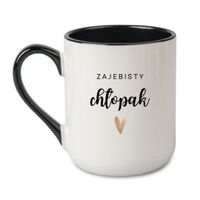 KUBEK "ZAJEBISTY CHŁOPAK" Wzór - Elegant Coffee Czarny 330 ml