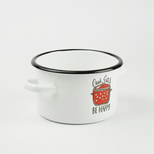 GARNEK TRADYCYJNY EMALIOWANY 3L BIAŁY PROSTY GAZ INDUKCJA WZÓR BE HAPPY na Arena.pl