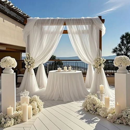 Biały materiał do dekoracji 6m dekoracja ścianki ślub komunia roczek na Arena.pl