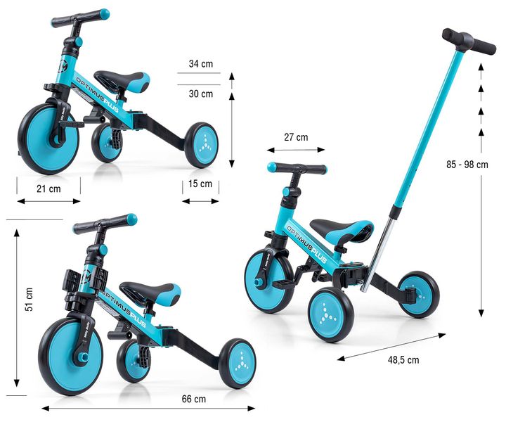 MILLY MALLY Rowerek 4w1 OPTIMUS Plus blue zdjęcie 5