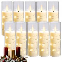 10x ŚWIECZKA ELEKTRYCZNY 15CM WKŁAD DO ZNICZY ŚWIECE LED EFEKT PŁOMIENIA