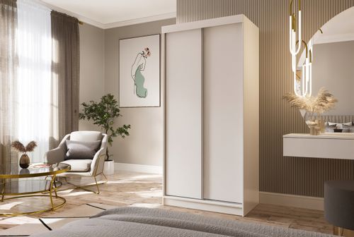 Szafa przesuwna dwudrzwiowa PARIS 100 cm biały matt na Arena.pl