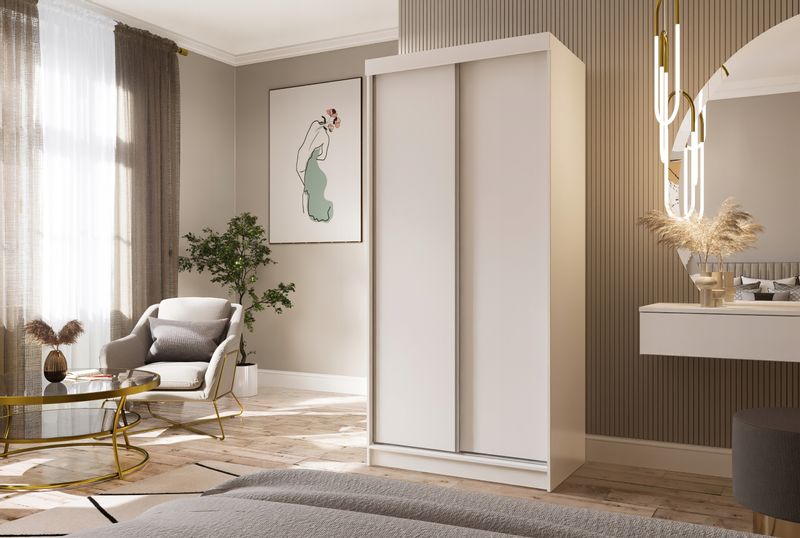 Szafa przesuwna dwudrzwiowa PARIS 100 cm biały matt zdjęcie 4