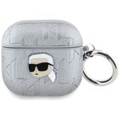 etui karl lagerfeld monogram karl head   do airpods 4 srebrny