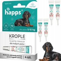 happs herbal - krople na pchły i kleszcze dla małych psów do 10kg 4szt.