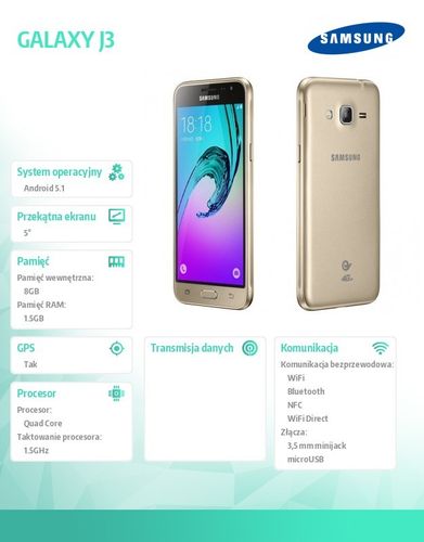 Samsung GALAXY J3-2016 GOLD na Arena.pl