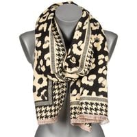 Czarny Duży Szalik Damski Bawełniany Ciepły Szal Cętki Ax-108