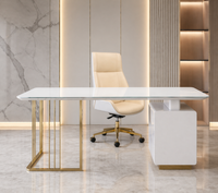 Białe złote biurko ze stali nierdzewnej Avenis Premium 140x70x75