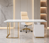 Białe złote biurko ze stali nierdzewnej Avenis Premium 140x70x75