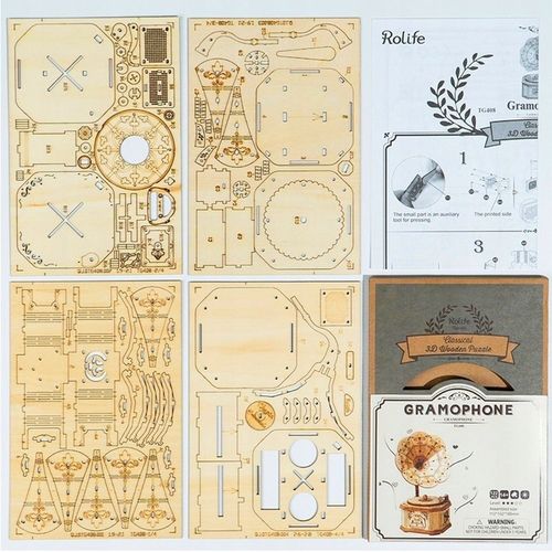 ROBOTIME Drewniany Model Puzzle 3D Gramofon na Arena.pl