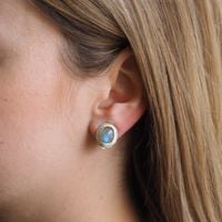 Klipsy - Labradoryt owalny w srebrze młotkowanym