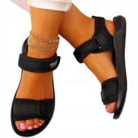 SANDAŁY DAMSKIE CZARNE SPORTOWE LEKKIE LETNIE NA RZEP