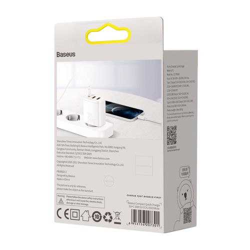 Compact szybka ładowarka sieciowa 2x USB USB-C 30W 3A PD QC biały na Arena.pl