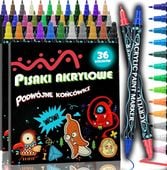 MARKERY AKRYLOWE PISAKI FLAMASTRY Z FARBĄ 36szt DWUSTRONNE WODOODPORNE