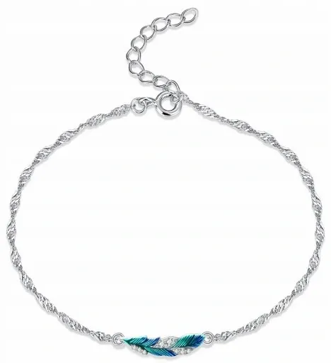 SREBRNA BRANSOLETKA DAMSKA piórko celebrytka, BRANSOLETKA SREBRO PRÓBA 925 zdjęcie 1