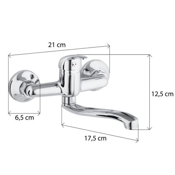 BATERIA KUCHENNA ŚCIENNA KRAN OBROTOWY CHROM zdjęcie 5