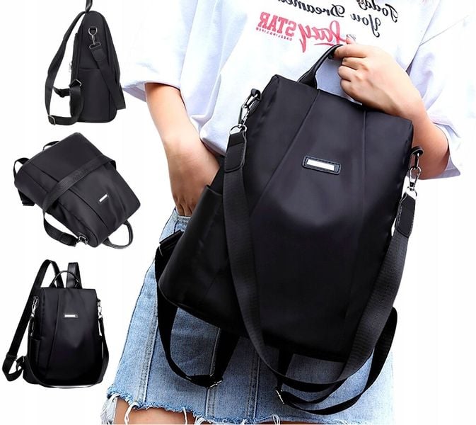 Plecak Damski Czarny Wodoodporny 2W1 Pojemny Torba zdjęcie 2