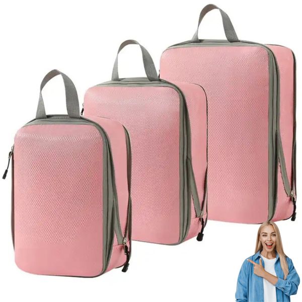 Organizer Kompresyjny  Zestaw 3 Szt     Różowy zdjęcie 2