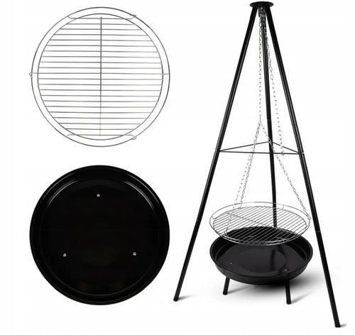 GRILL OGRODOWY WISZĄCY PALENISKO TRÓJNÓG DUŻY 50CM RUSZT + MATY WĘGLOWY na Arena.pl
