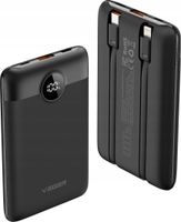 VEGER powerbank 10 000 mAh z wbudowanymi kablami Typ C / Lightning PD QC3.0