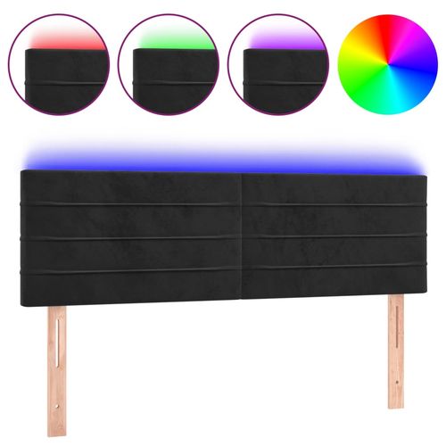 Zagłówek do łóżka z LED, czarny, 144x5x78/88 cm, aksamit na Arena.pl