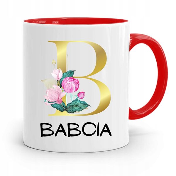 Kubek Czerwony Dla Babci Babcia Z Nadrukiem Ze Zdjęciem zdjęcie 1
