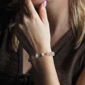 Bransoletka - Perła, Kwarc, Cytryn, Hematyt kostki i srebro