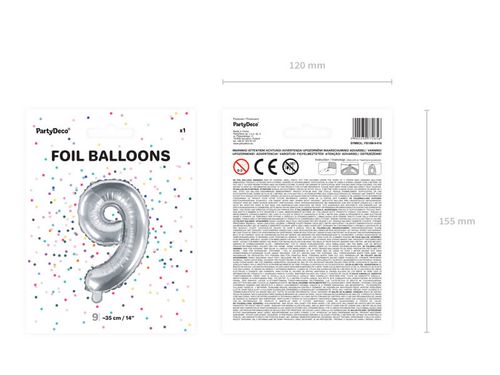 Balon foliowy cyfra 9 srebrny 35 cm na Arena.pl