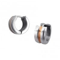 Kolczyk męski SZTUKA stal szlach kółko złoty pasek