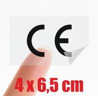 PRZEŹROCZYSTA Samoprzylepna Naklejka Certyfikowane Oznaczenie CE 4x6,5 cm